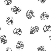 audiologist doctor ear deaf vector seamless pattern