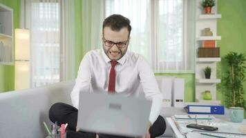 The businessman cannot focus on his work, he thinks about his problems and his private life. video