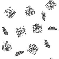 marine engineer boat mechanic vector seamless pattern