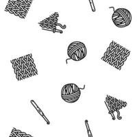 knitting wool thread knit craft vector seamless pattern