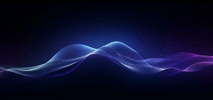 A blue and purple flowing wave on a dark background, modern tech Abstract Background, Generative AI photo