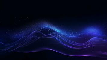 A blue and purple flowing wave on a dark background, modern tech Abstract Background, Generative AI photo