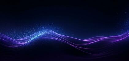 A blue and purple flowing wave on a dark background, modern tech Abstract Background, Generative AI photo