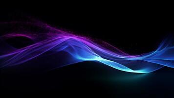 A blue and purple flowing wave on a dark background, modern tech Abstract Background, Generative AI photo