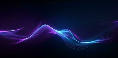 A blue and purple flowing wave on a dark background, modern tech Abstract Background, Generative AI photo