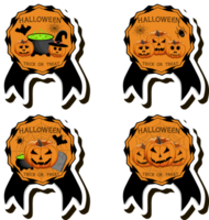 Illustration on theme sticker for celebration holiday Halloween with orange pumpkins png