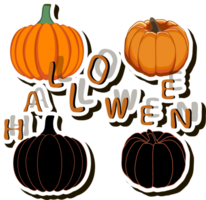 illustratie Aan thema sticker voor viering vakantie halloween met oranje pompoenen png