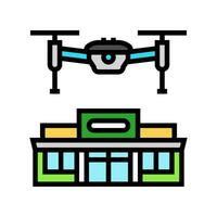 infrastructure survey drone color icon vector illustration