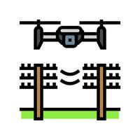 power line inspection drone color icon vector illustration