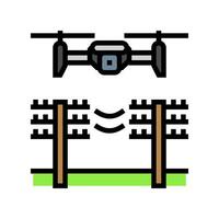 power line inspection drone color icon vector illustration