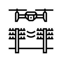 power line inspection drone line icon vector illustration