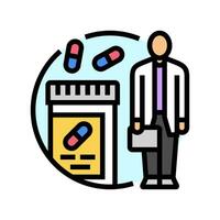 pharmacy technician medication color icon vector illustration