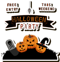 illustrazione su tema etichetta per celebrazione vacanza Halloween con arancia zucche png