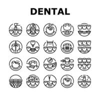 dental procedimiento clínica íconos conjunto vector