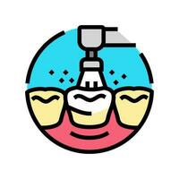 teeth cleaning dental color icon vector illustration