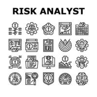 risk analyst business icons set vector