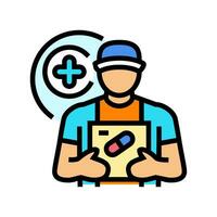 prescription delivery pharmacist color icon vector illustration