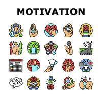 motivation human success icons set vector