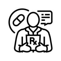 medication counseling pharmacist line icon vector illustration