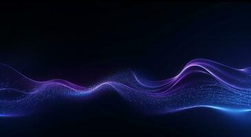 A blue and purple flowing wave on a dark background, modern tech Abstract Background, Generative AI photo