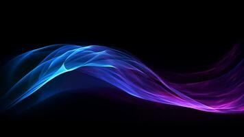 A blue and purple flowing wave on a dark background, modern tech Abstract Background, Generative AI photo