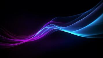 A blue and purple flowing wave on a dark background, modern tech Abstract Background, Generative AI photo