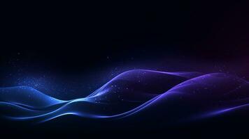 A blue and purple flowing wave on a dark background, modern tech Abstract Background, Generative AI photo