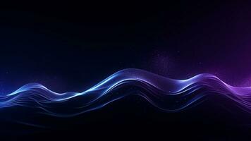 A blue and purple flowing wave on a dark background, modern tech Abstract Background, Generative AI photo