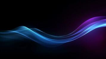 A blue and purple flowing wave on a dark background, modern tech Abstract Background, Generative AI photo