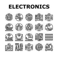 electronics technician technology icons set vector