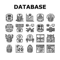 database administrator server icons set vector