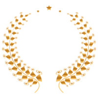 Golden laurel wreath with gold leaf award or badge for the winner and champion png