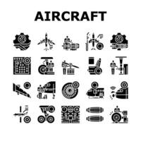 aircraft mechanic icons set vector