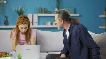 Father giving a surprise gift to his daughter. video