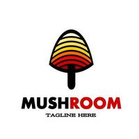 Simple modern mushroom logo with red and yellow. Colorful mushroom icon. Elegant vector illustration.