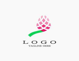 Simple single pink tulip flower logo. The elegant modern design of mosaic tiles resembling a flower. Suitable for spa, perfume, nature, salon, hotel. vector