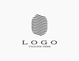 Simple minimal fingerprint logo with black lines on a white background vector