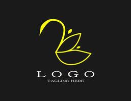 Simple luxury golden line swan logo. Minimalist design logo for travel, resort, hotel, spa, beauty. vector