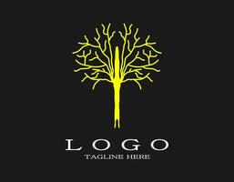 Luxury dry tree logo. A natural golden or yellow tree and branch design concept. Suitable for travel, resort, hotel, park, spa, environment. vector