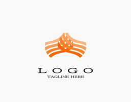 Premium logo with abstract lines and fire in the middle. Modern design logo with wavy fire or flame. Suitable logo for corporate, company, hotel. vector