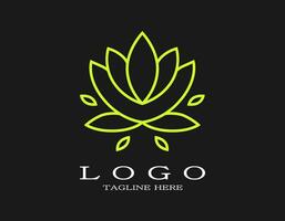 Simple lotus bloom logo. Elegant design concept with blooming yellow or green lotus. Suitable for spa, resort, hotel, beauty, boutique, yoga, salon, perfume. vector