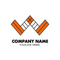 Simple letter W logo with orange. Plait logo concept. Design logo for your brand and company name. vector