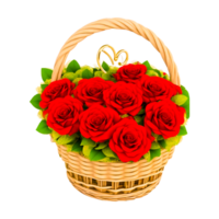 rojo rosas en cesta, playa Rosa flor, generativo ai png