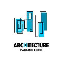 arquitectura logo diseño. vector construcción empresa marca diseño con azul. líneas Arte Mira me gusta un edificio o concreto. abstracto, elegante, y mínimo diseño logo