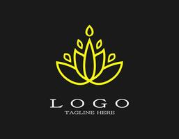 loto flor logo. elegante diseño concepto con floreciente dorado loto. adecuado para spa, complejo, hotel, belleza, boutique, yoga, salón, perfume. vector