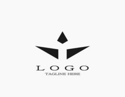 Minimal simple logo with a black pyramid and two wings formed from the triangle. Iconic logo that looks like a plane, bird, hands, human. vector