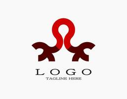 Creative abstract octopus logo with brown and red. Minimal creative design concept with an abstract line that resembles an octopus. vector
