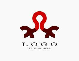 Creative abstract octopus logo with brown and red. Minimal creative design concept with an abstract line that resembles an octopus. vector