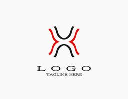 Modern letter X logo. Minimal design with black and red lines. Design a logo for your brand and company name. vector