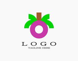 Mangosteen logo icon. Creative design of tropical fruit in green and purple colors. Design for your business, company, learning card, or fruit. vector